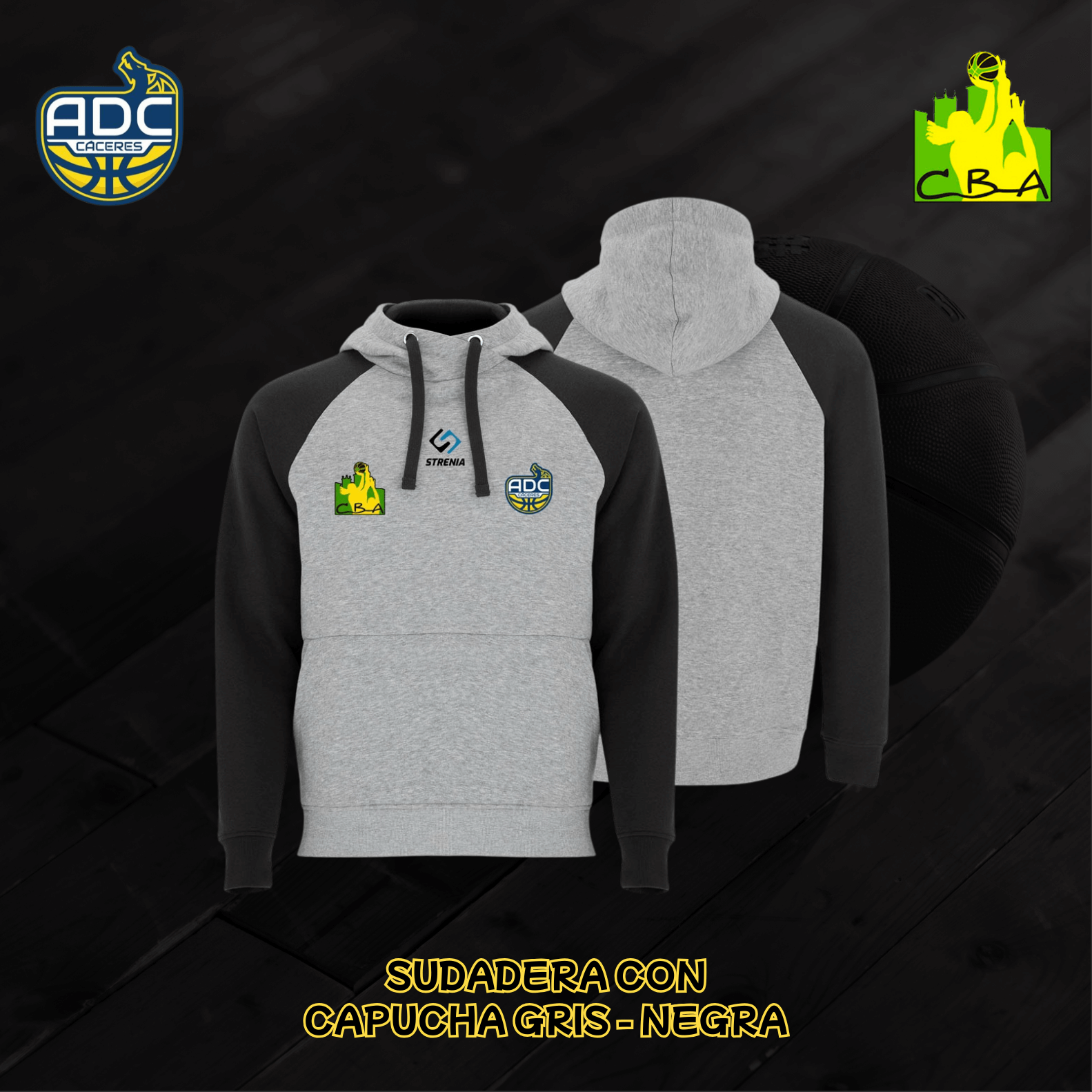 Sudadera gris-negra con capucha